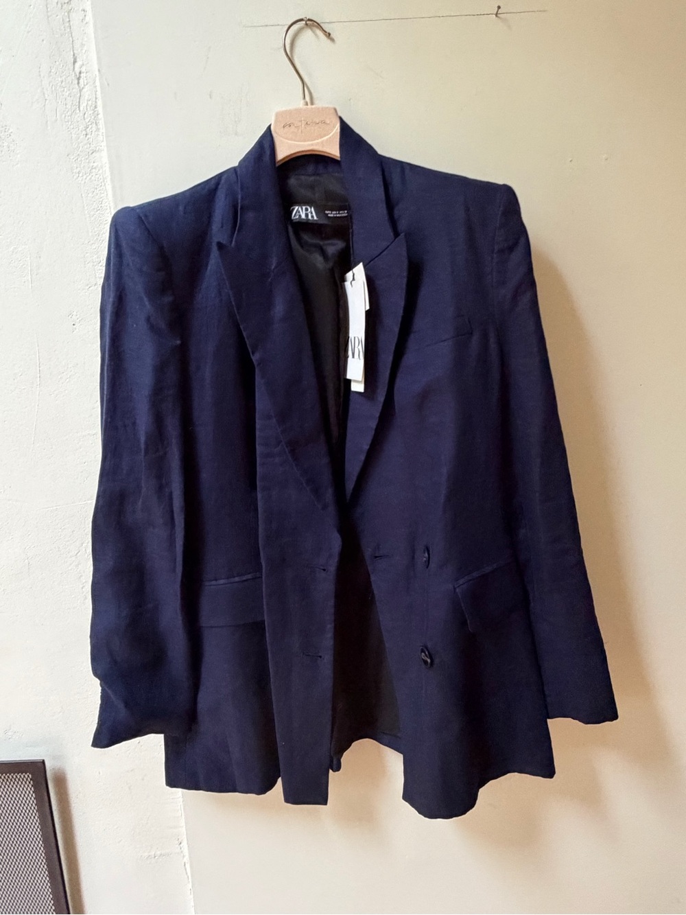 Zara Dark Navy Structured Blazer Jacket S NWT